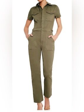 Good American Fit For Success Jumpsuit Olive Green Straight Leg Size Small NWT